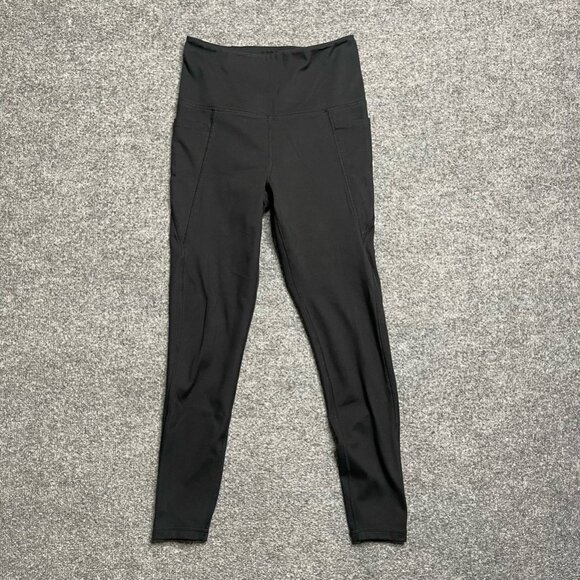 Danskin Womens Leggings Pants Black Leg Pockets Workout Yoga Solid Pull On S - Picture 1 of 7